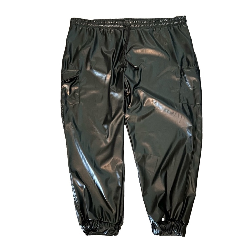 Black Pleather Jogger Pants Size 4X George